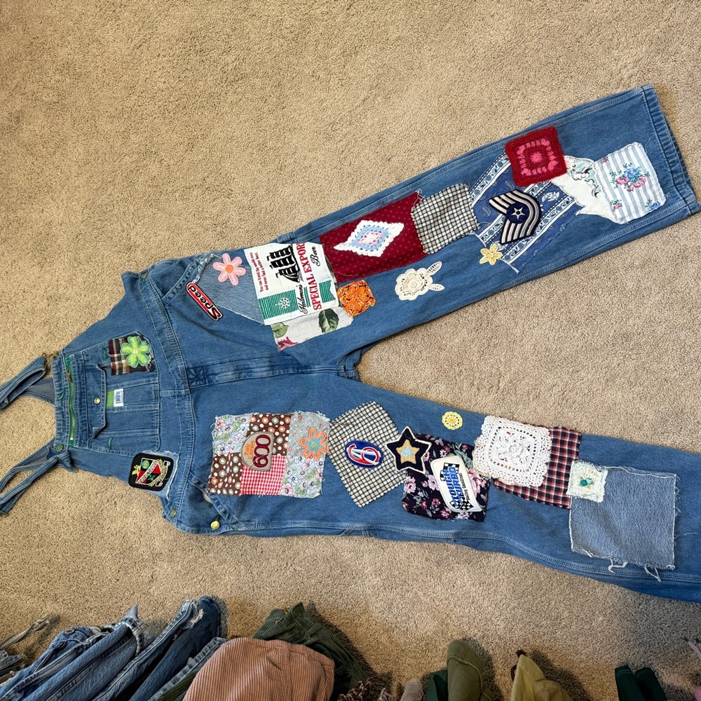 Vintage Riley Patchwork Denim Overalls